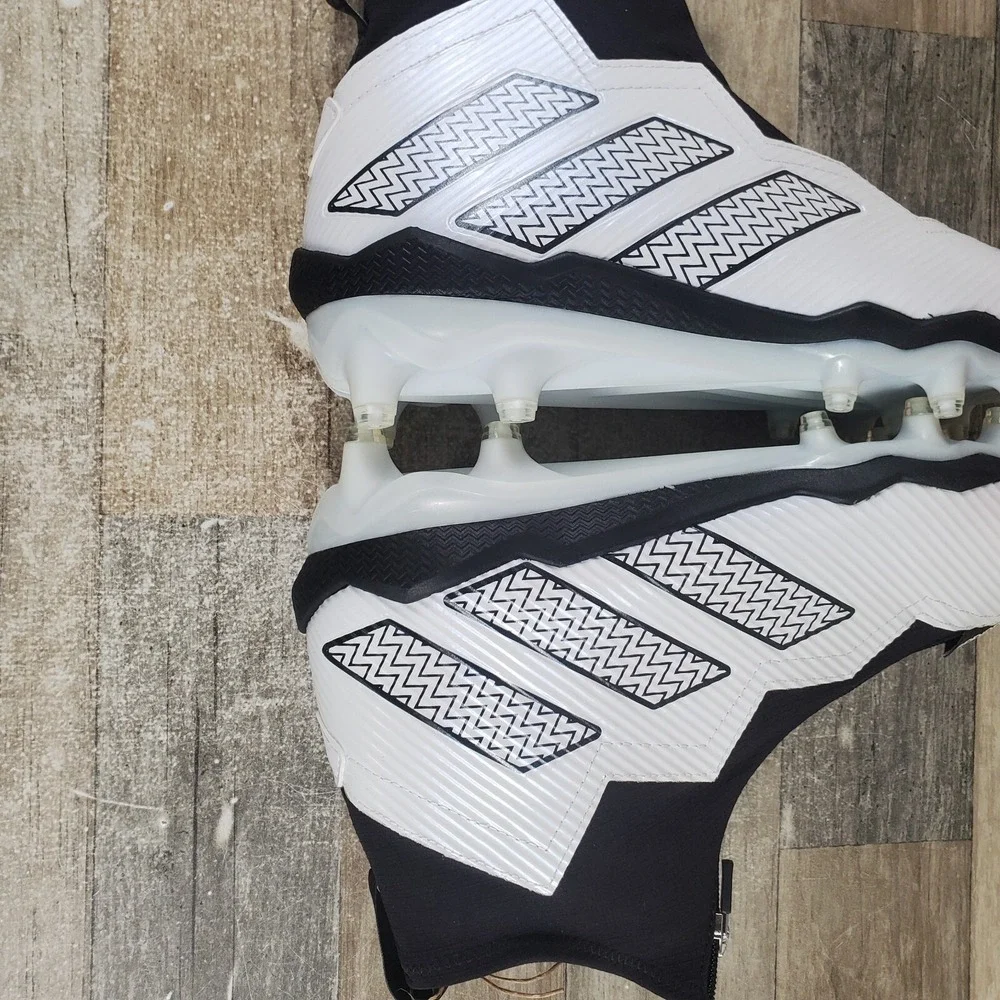 Adidas Nasty 2.0 Mens Shoes Sz 10 White Black Logo Front Zip Football Cleats